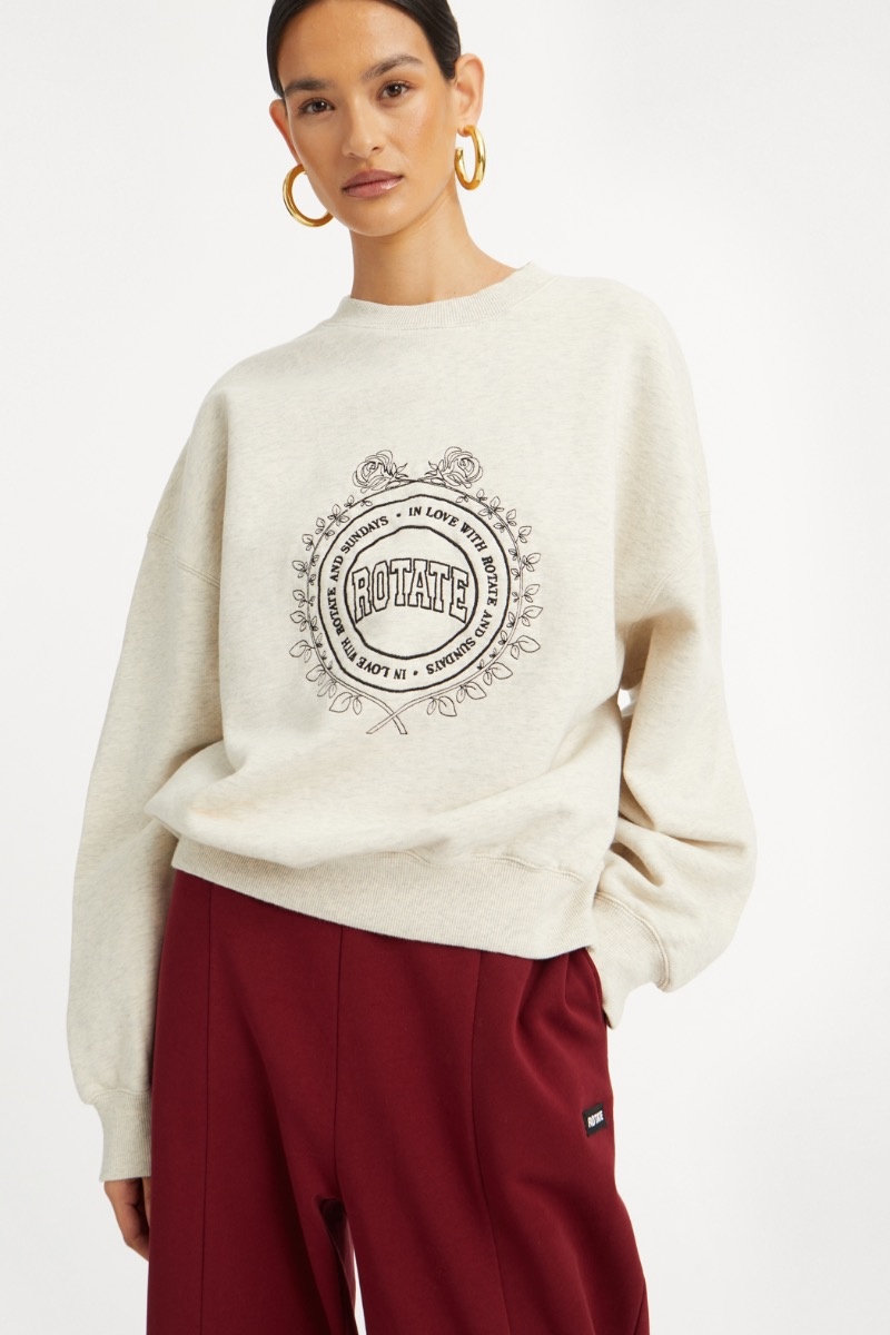 ROTATE Heavy sweat crewneck White melange