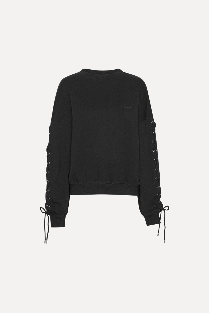 ROTATE Lacing crewneck sweater Black