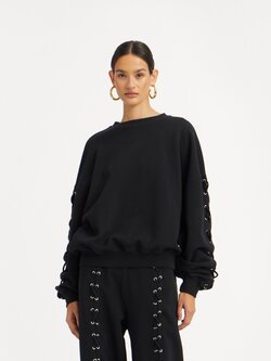 ROTATE Lacing crewneck sweater Black