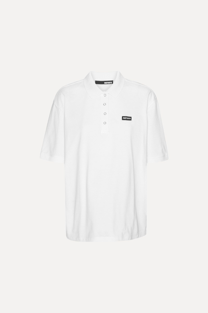 ROTATE Cotton short sleeve polo Bright white