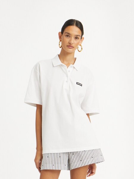 ROTATE Cotton short sleeve polo Bright white