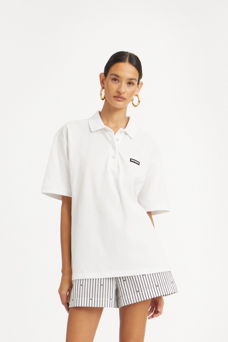 ROTATE Cotton short sleeve polo Bright white