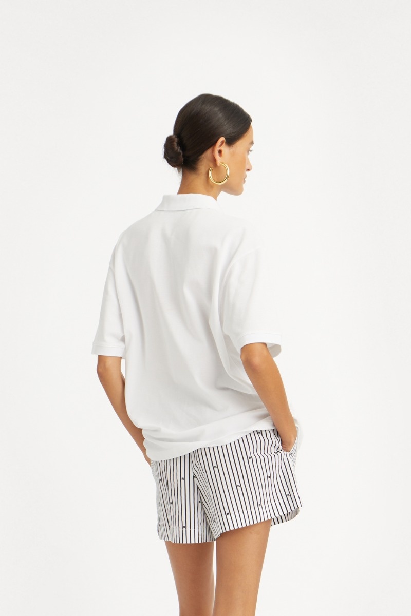 ROTATE Cotton short sleeve polo Bright white