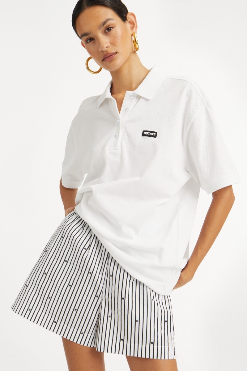 ROTATE Cotton short sleeve polo Bright white