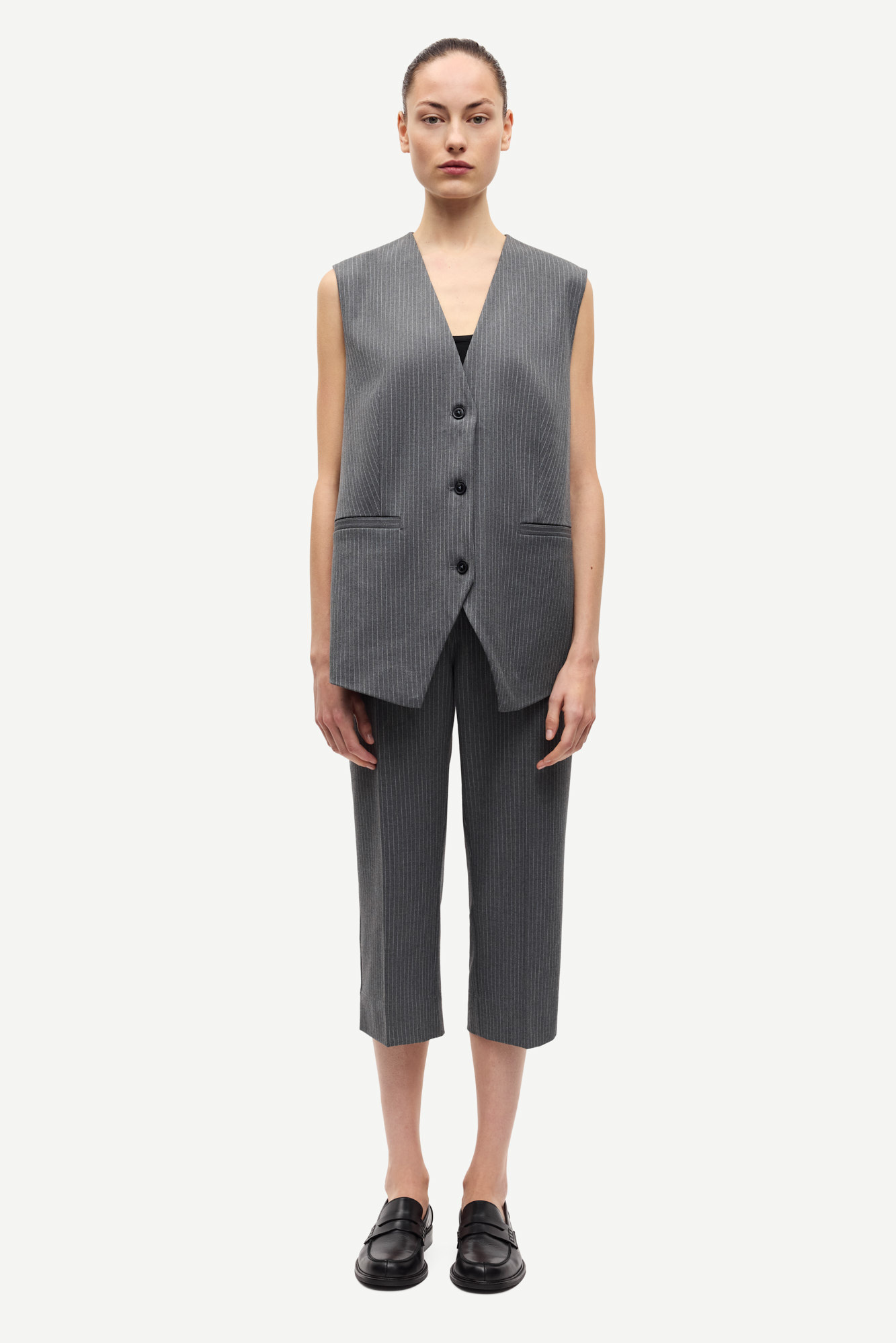 Samsoe Samsoe Sacorla trousers Dark gull gray pinstripe