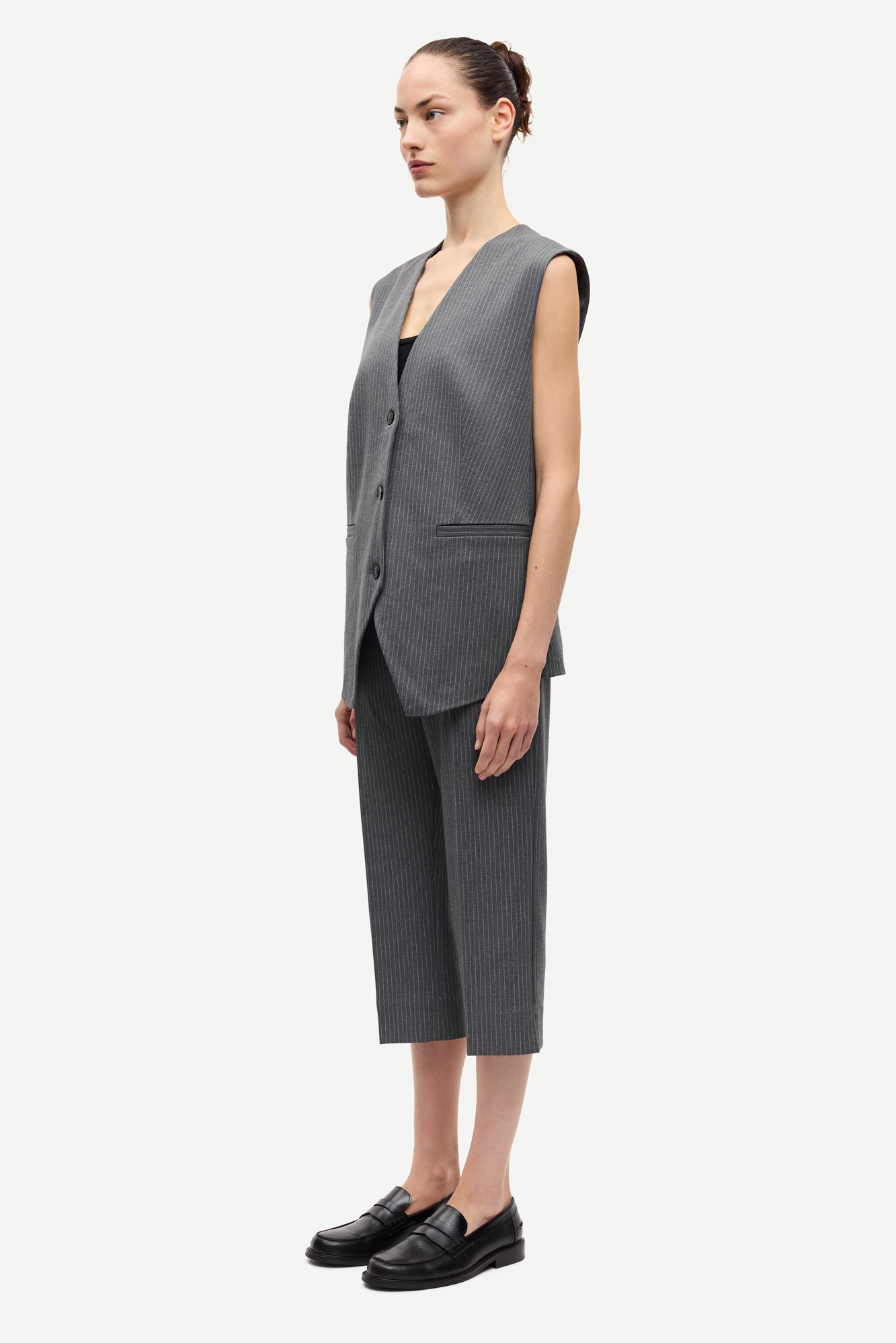 Samsoe Samsoe Sacorla trousers Dark gull gray pinstripe