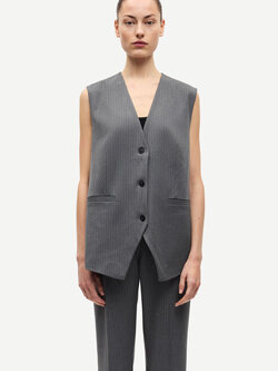 Samsoe Samsoe Saleni vest Dark gull gray pinstripe