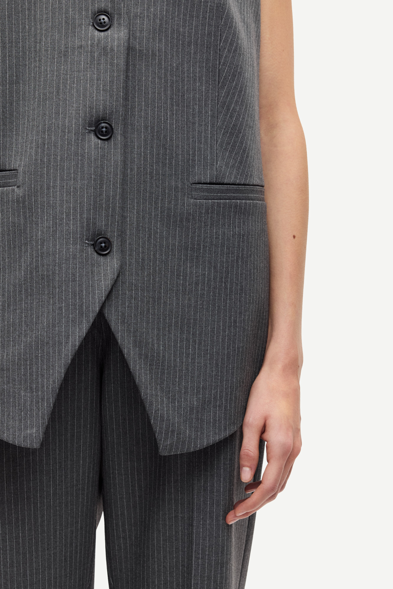 Samsoe Samsoe Saleni vest Dark gull gray pinstripe