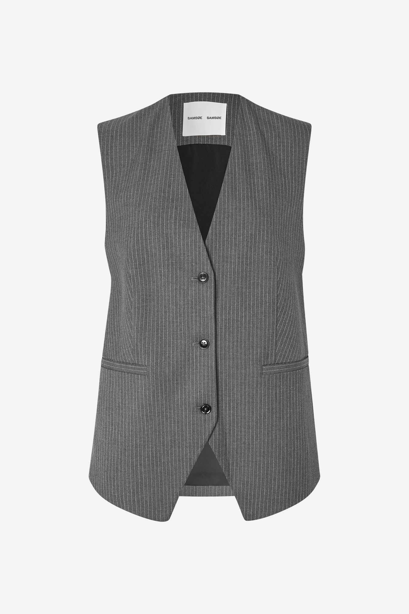 Samsoe Samsoe Saleni vest Dark gull gray pinstripe