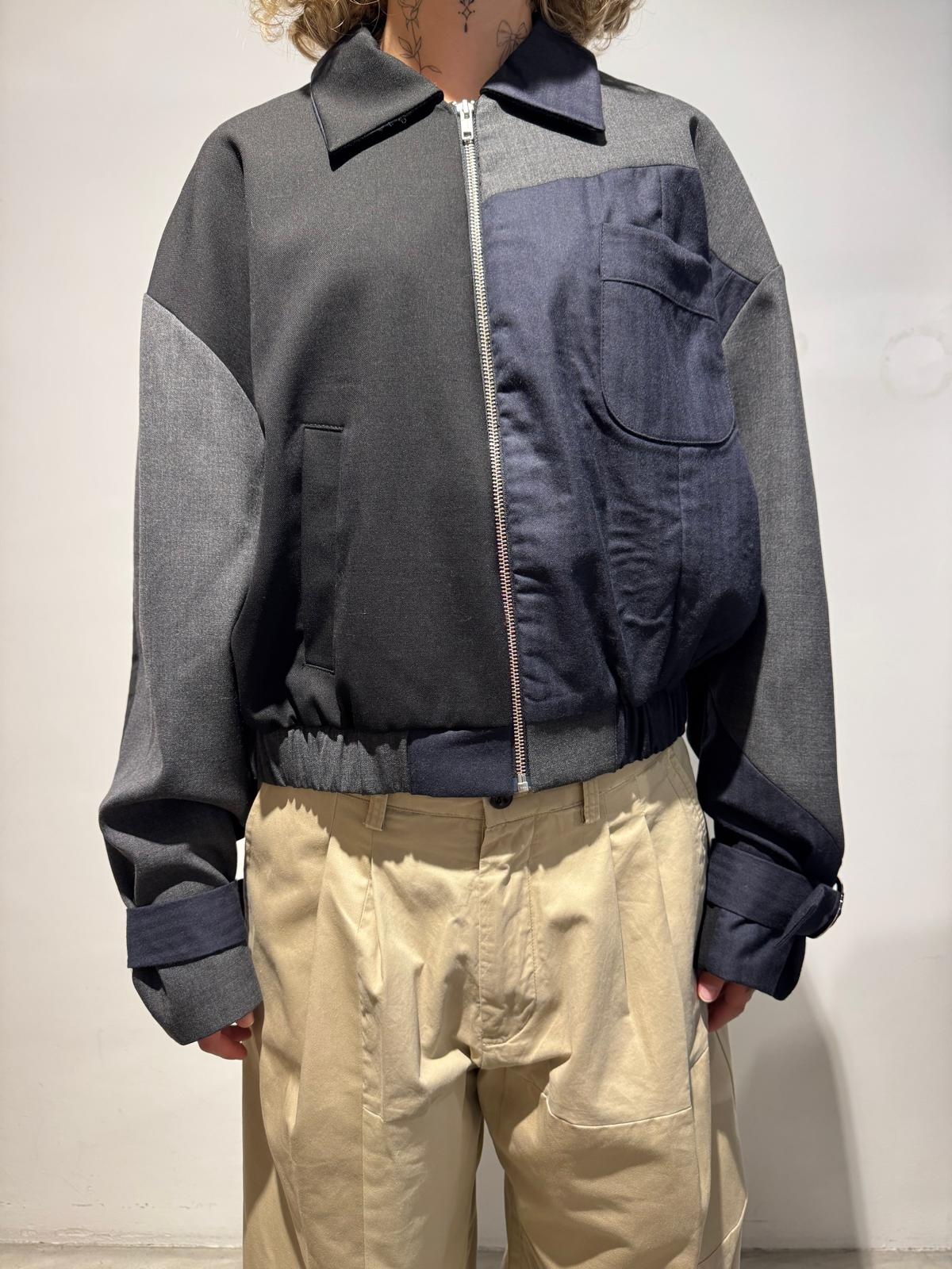 1/OFF Bomber jacket front zipper Black/Navy 01 S