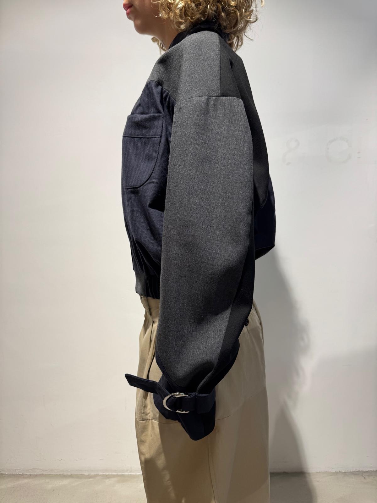 1/OFF Bomber jacket front zipper Black/Navy 01 S