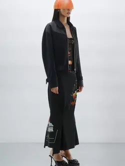 1/OFF Bomber jacket front zipper Black/Navy 01 S