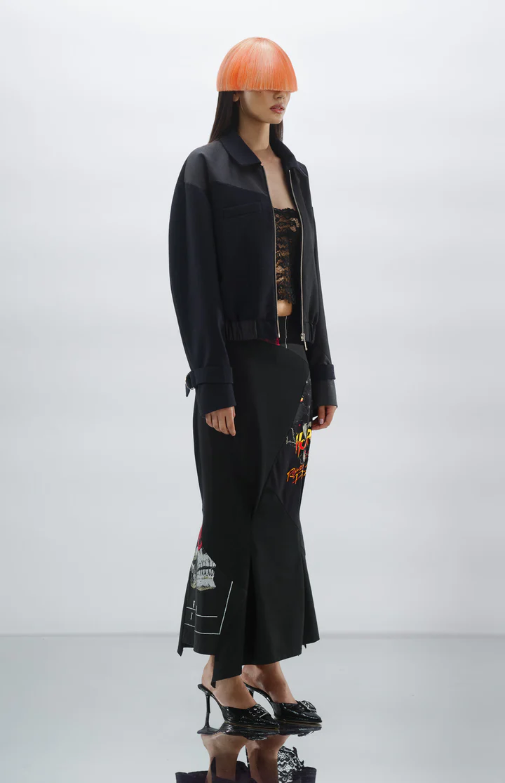 1/OFF Bomber jacket front zipper Black/Navy 01 S