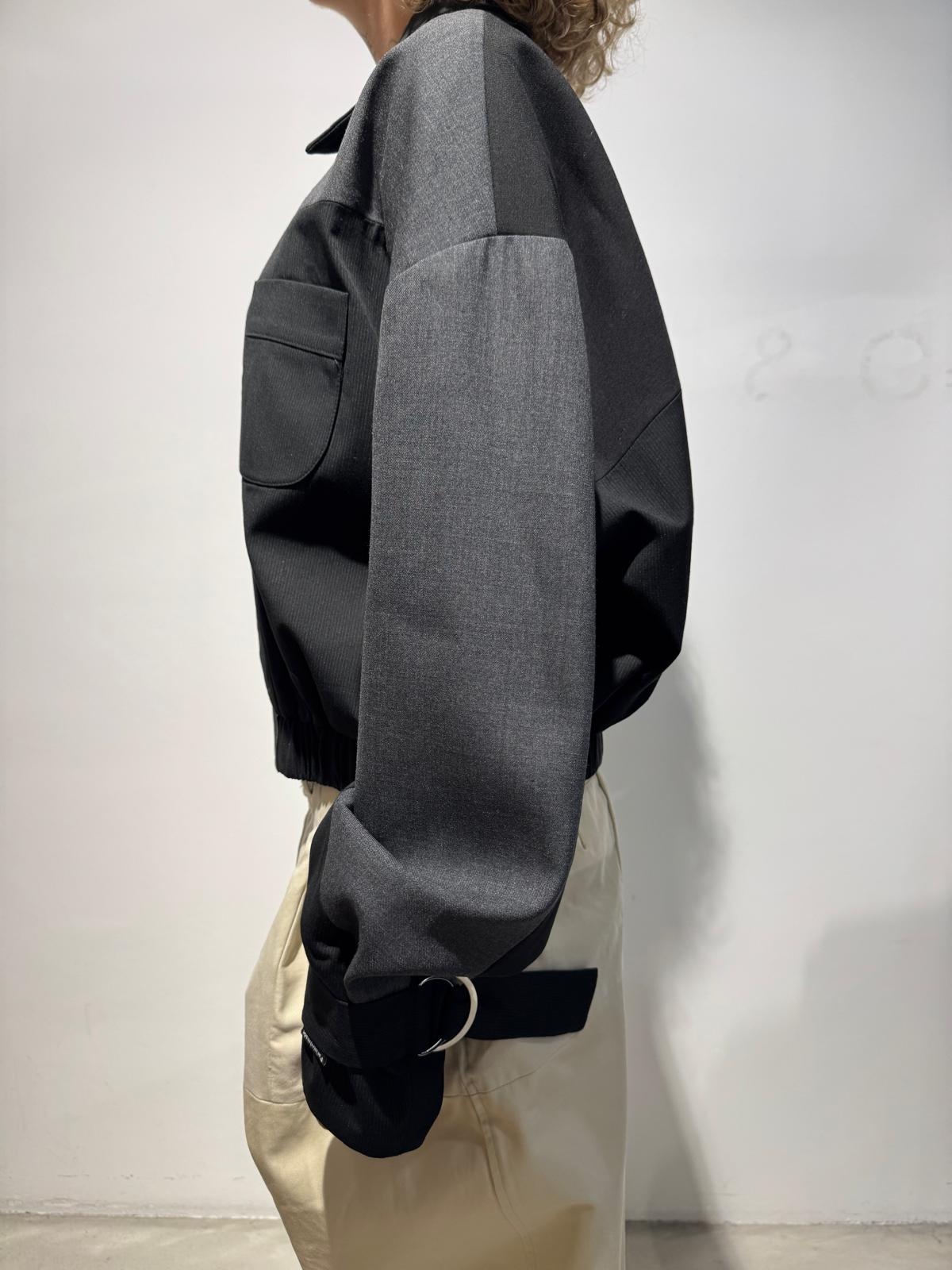 1/OFF Bomber jacket front zipper Black/Grey 01 L