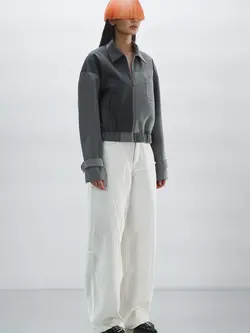 1/OFF Bomber jacket front zipper Black/Grey 01 L