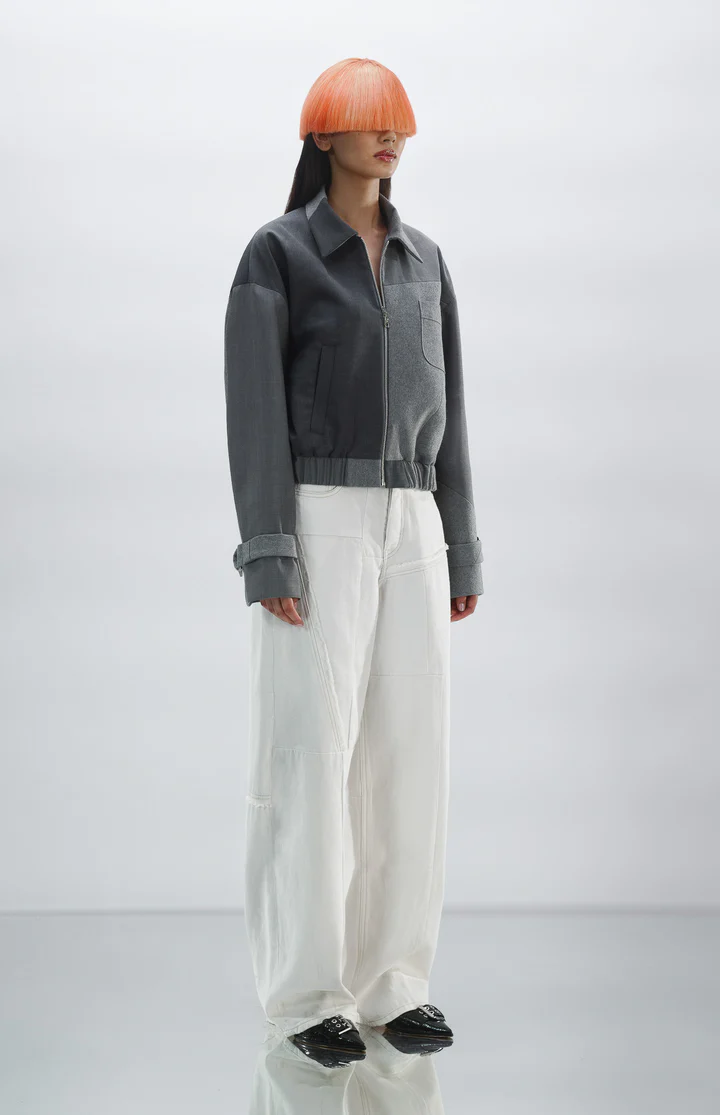 1/OFF Bomber jacket front zipper Black/Grey 01 L