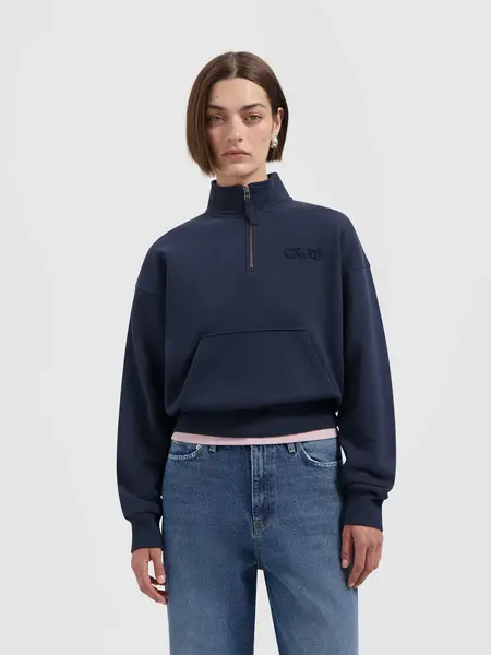 OLAF Retro logo half zip sweat Navy