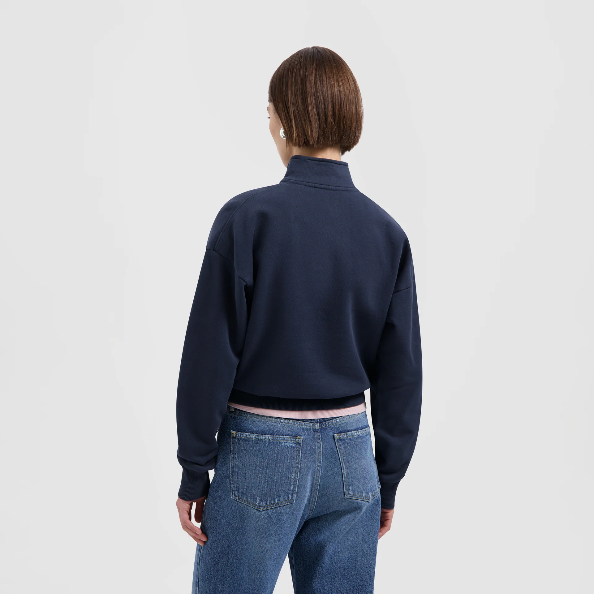 OLAF Retro logo half zip sweat Navy