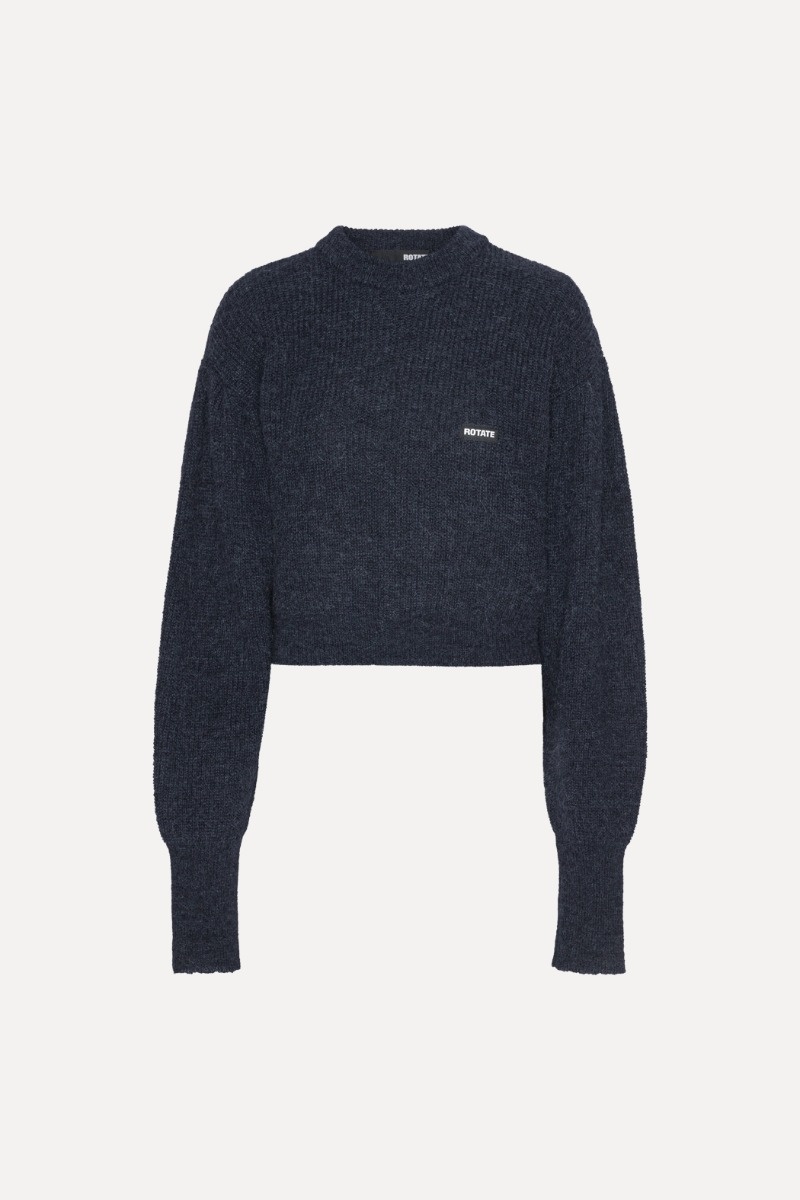 ROTATE Knit puff crewneck Navy blazer