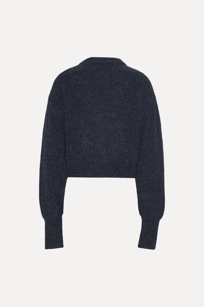 ROTATE Knit puff crewneck Navy blazer