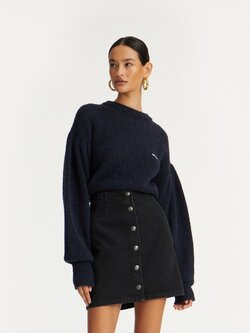 ROTATE Knit puff crewneck Navy blazer
