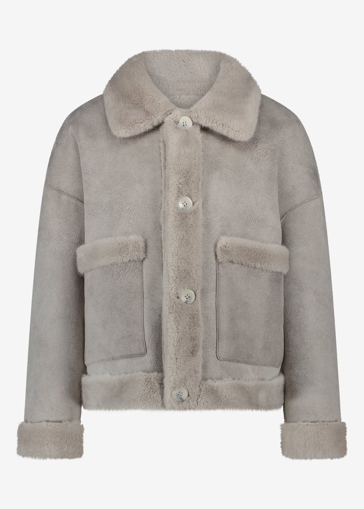 Studio AR Faje faux mink jas Clay