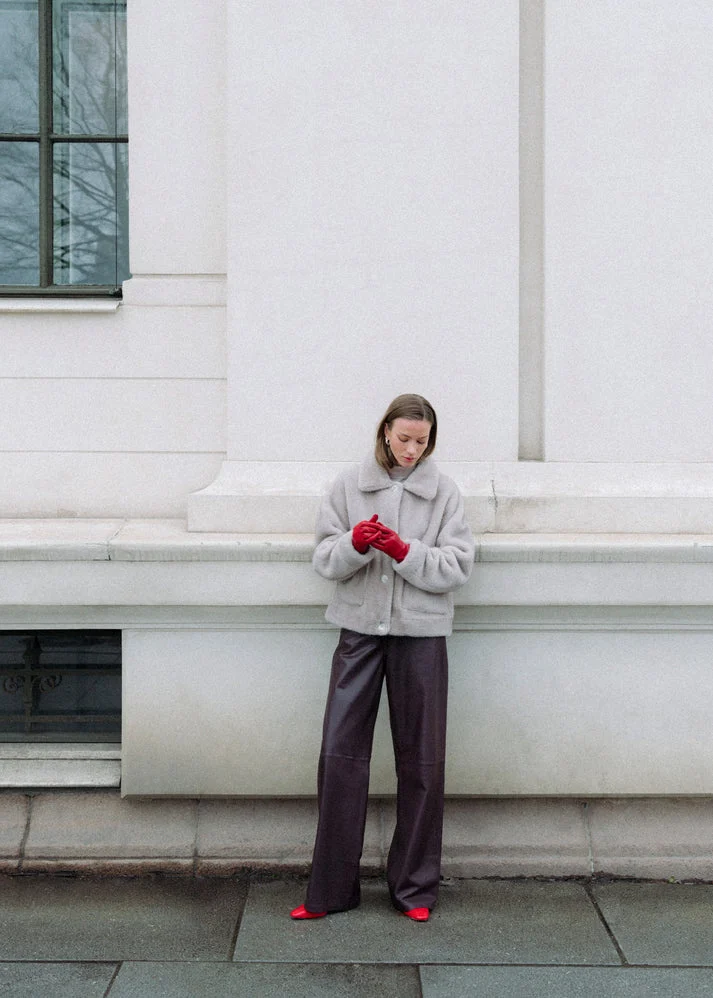 Studio AR Faje faux mink jas Clay