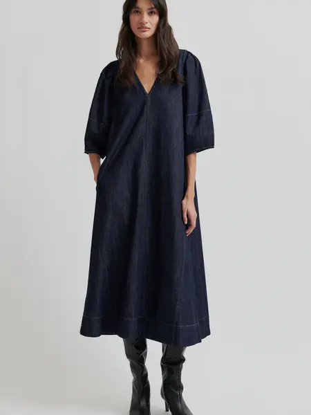 Second Female Dera denim dress Dark blue denim