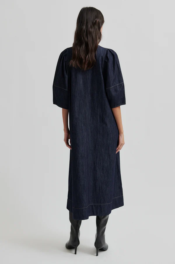 Second Female Dera denim dress Dark blue denim