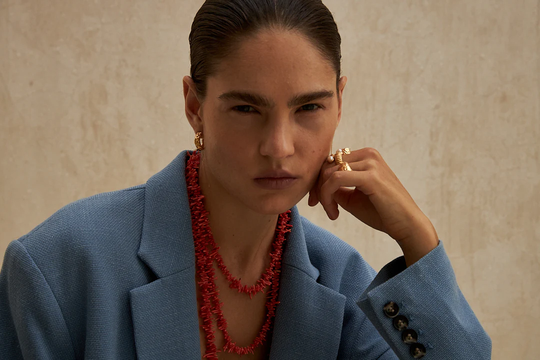 Mimi et Toi Eugenie necklace Coral pink S