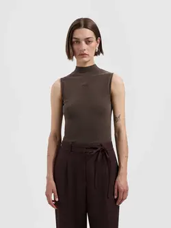 OLAF Signature logo mock neck top Hot fudge