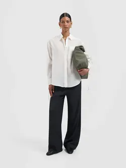 OLAF Semi-sheer tie detail shirt Off white