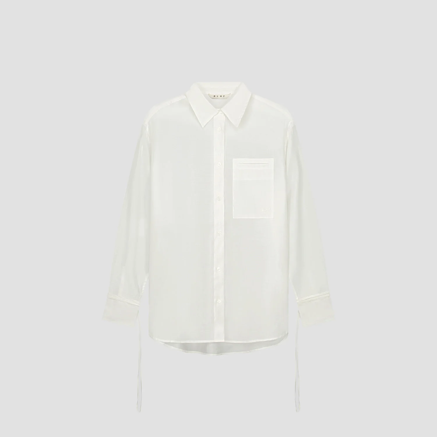 OLAF Semi-sheer tie detail shirt Off white
