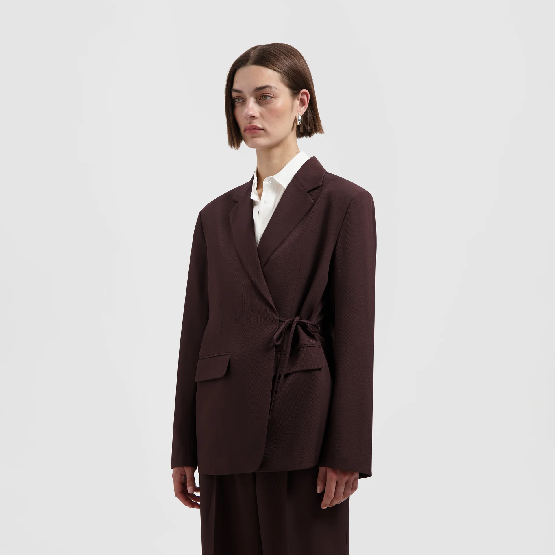 OLAF Tie detail tailored blazer Hot fudge