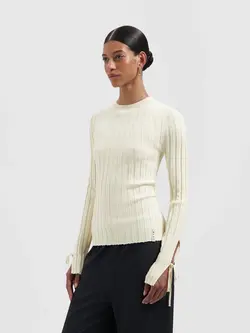 OLAF Tie detail knit top Off white
