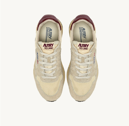 Autry Reelwind low  UT25 suede/net Ecru/rubwine