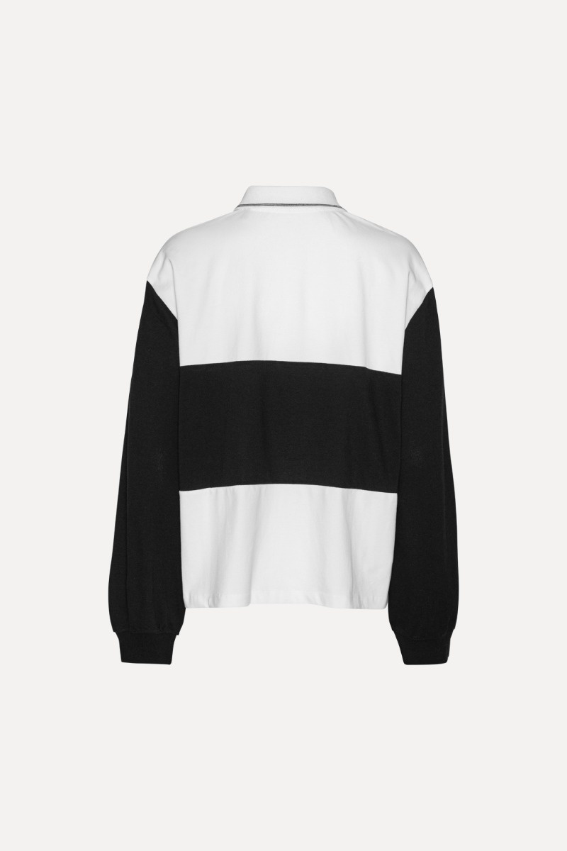 ROTATE Pique longsleeve polo Black and white