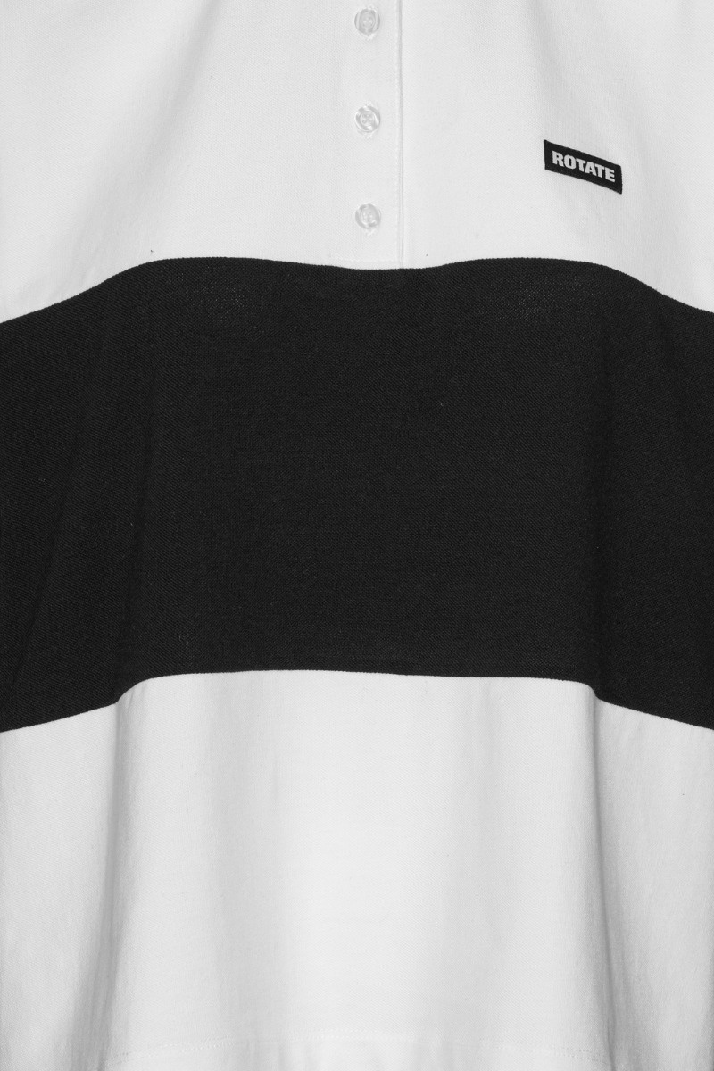 ROTATE Pique longsleeve polo Black and white