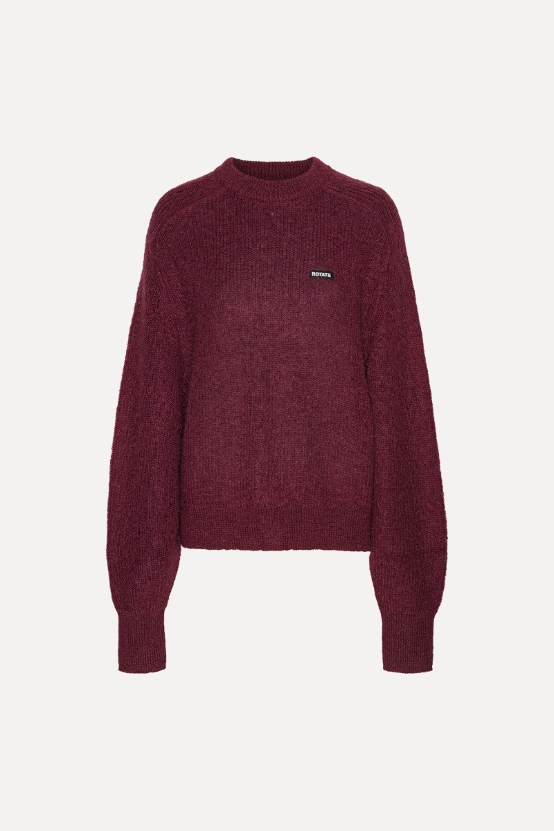 ROTATE Light knit logo sweater Zinfandel