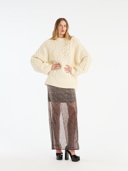 ROTATE Knit cable crewneck Egret