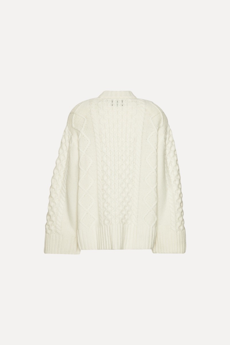 ROTATE Knit cable crewneck Egret