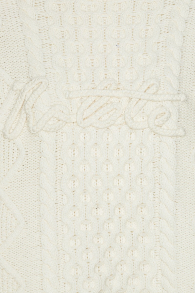 ROTATE Knit cable crewneck Egret