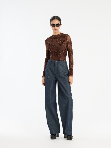 ROTATE Flower mesh top Chicory coffee