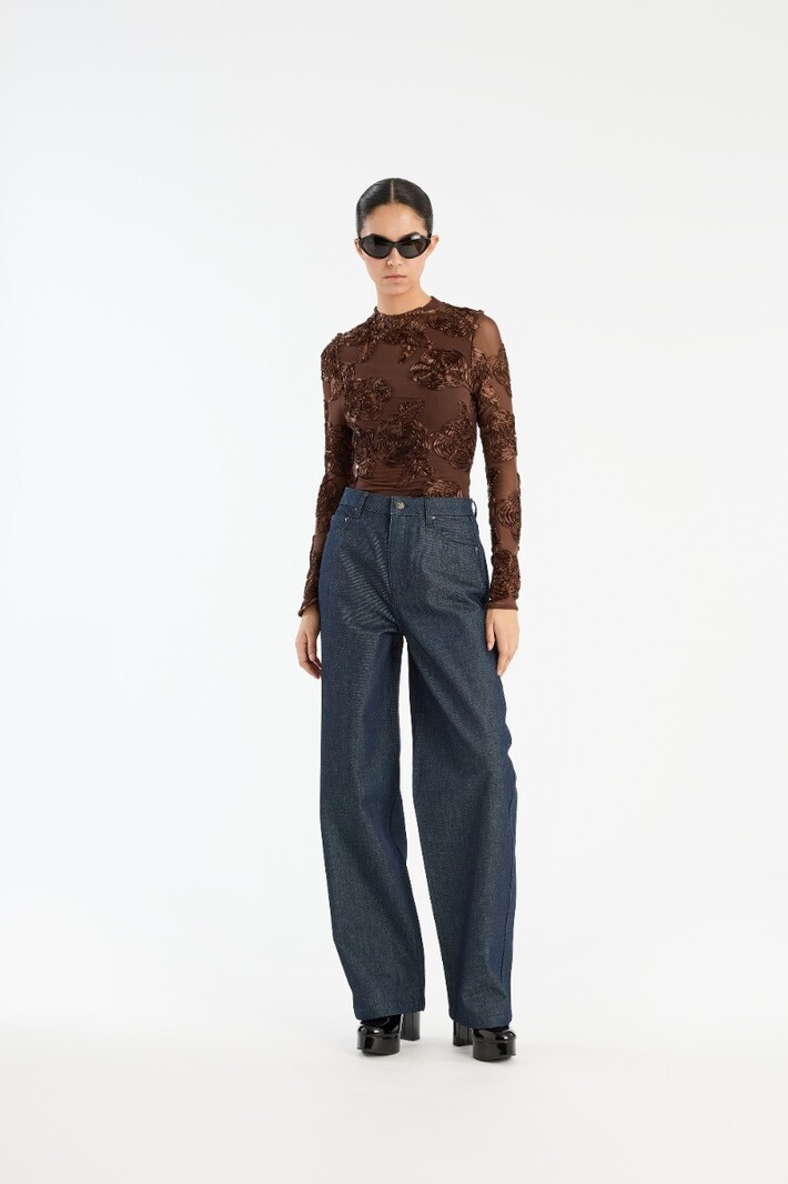 ROTATE Flower mesh top Chicory coffee