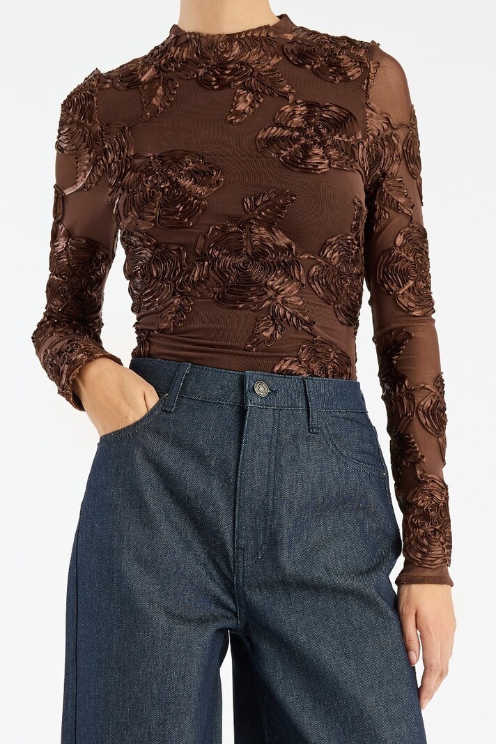 ROTATE Flower mesh top Chicory coffee