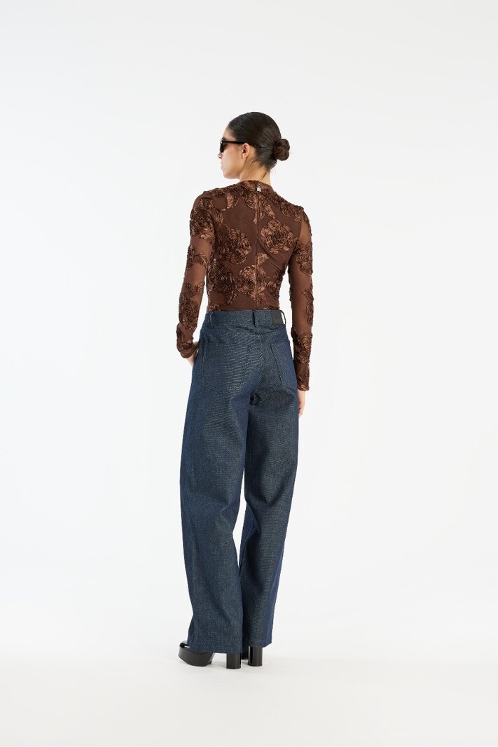 ROTATE Flower mesh top Chicory coffee