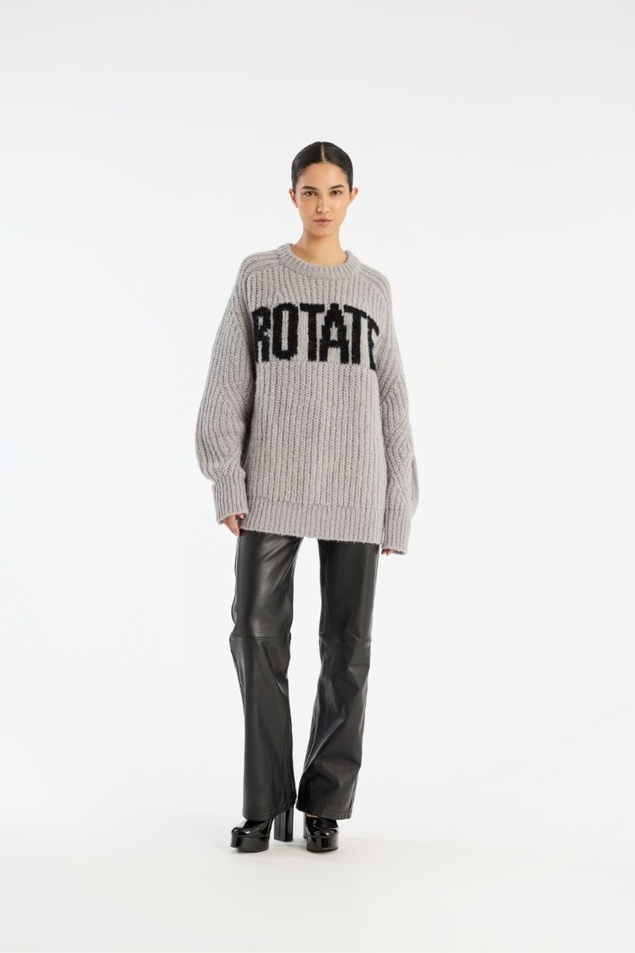 ROTATE Knitted logo sweater Alloy light gray