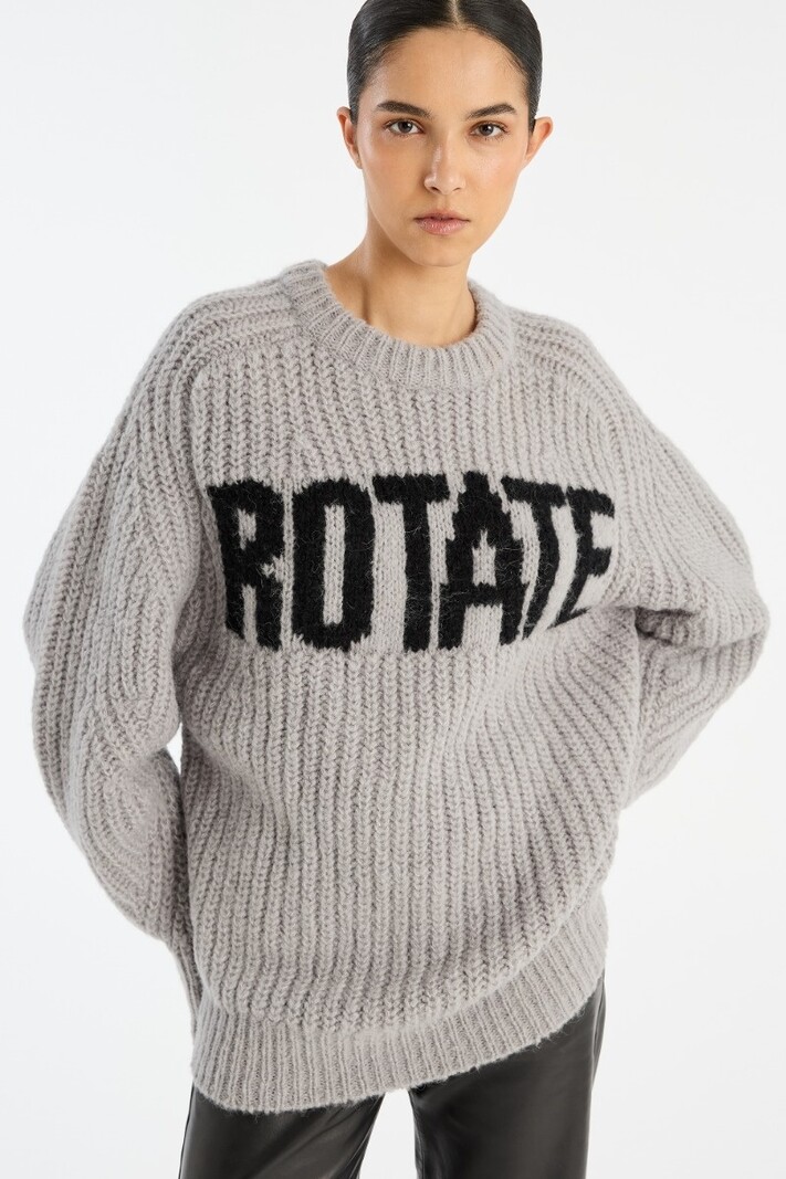 ROTATE Knitted logo sweater Alloy light gray