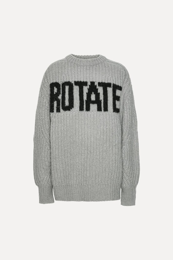 ROTATE Knitted logo sweater Alloy light gray