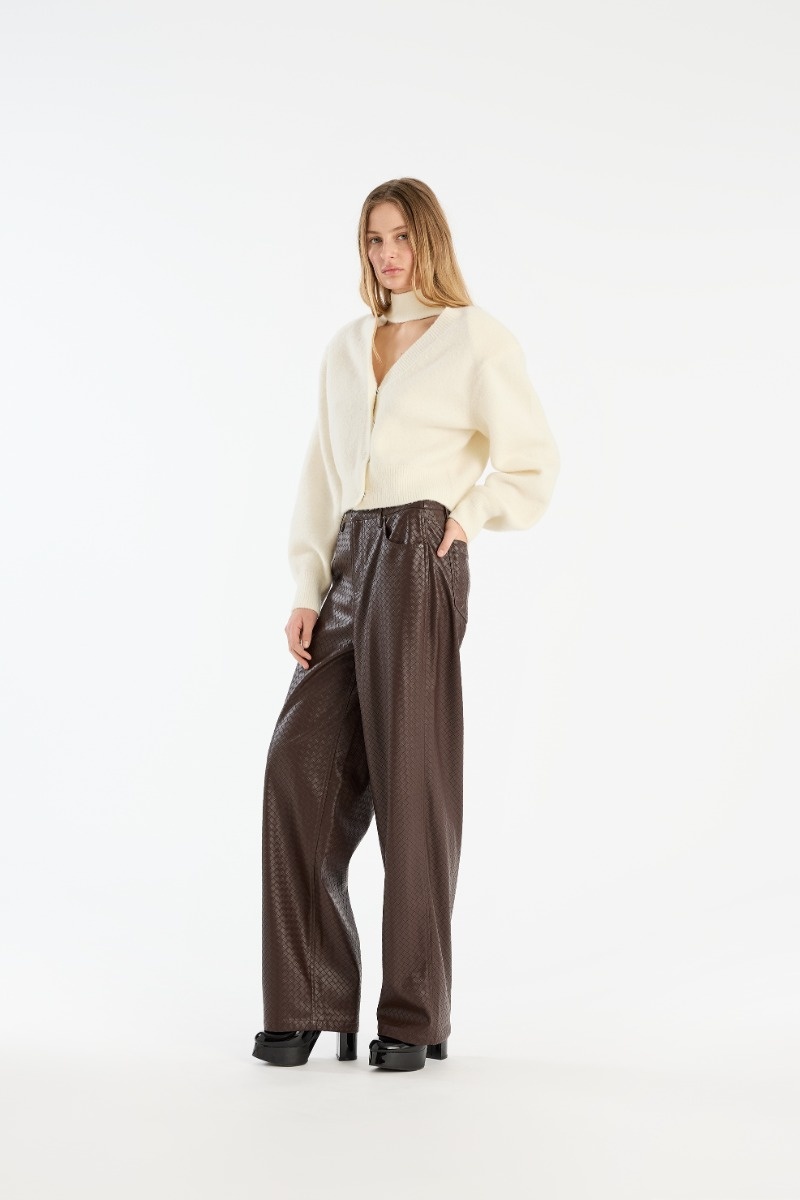 ROTATE Wide leg 5 pocket pants Chicory coffee
